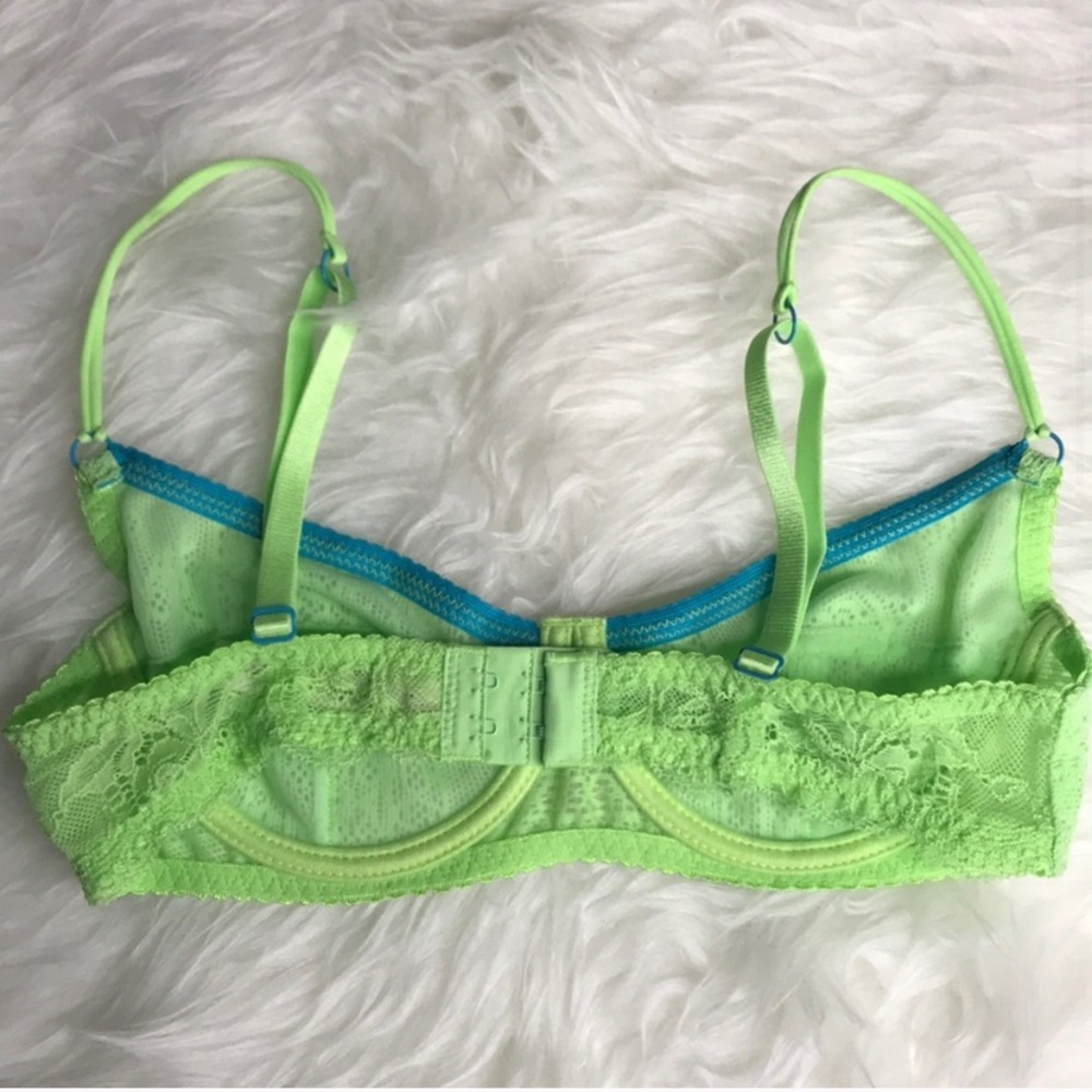 FREE PEOPLE Fishnet & Lace Green Wire Bra - Picture 3 of 8
